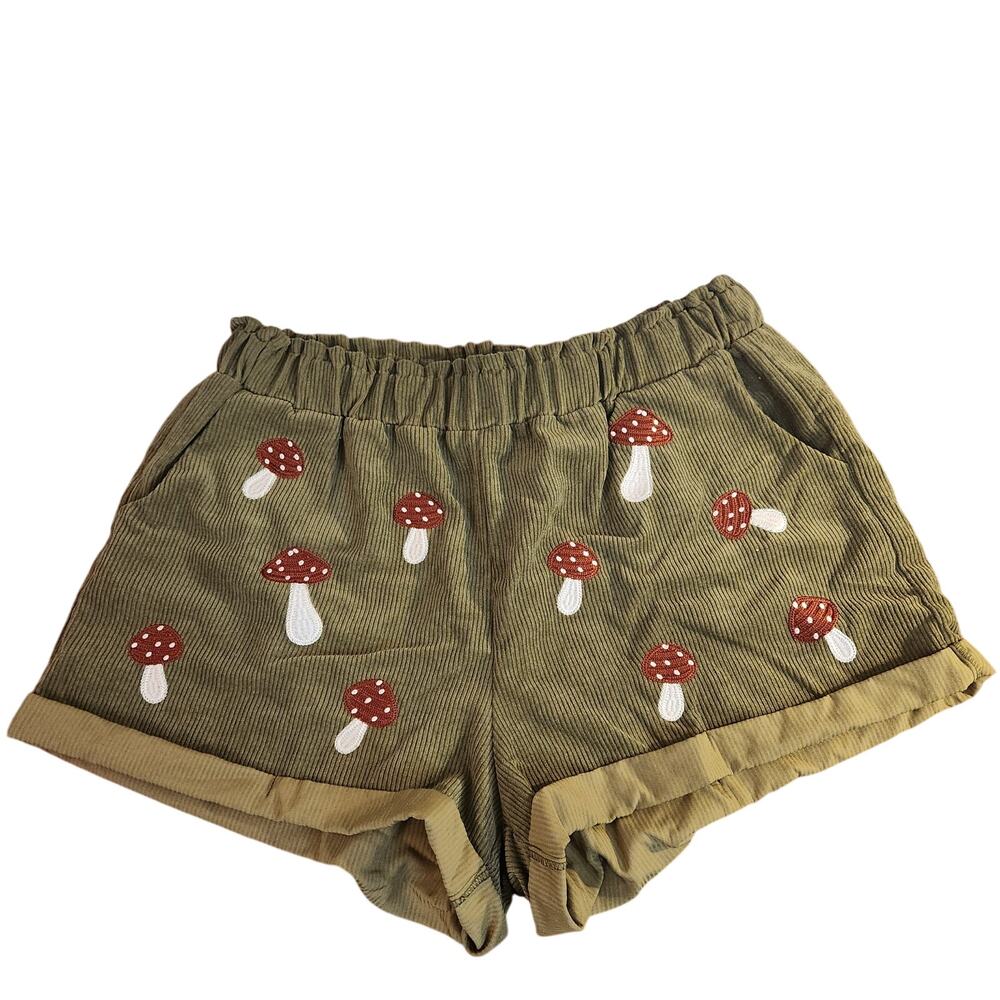 Romwe Corduroy High Waisted Mushroom Shorts Size 3XL
